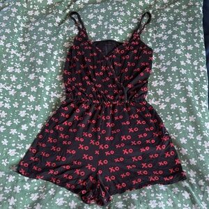 MeUndies Black and Red XO Print Romper
